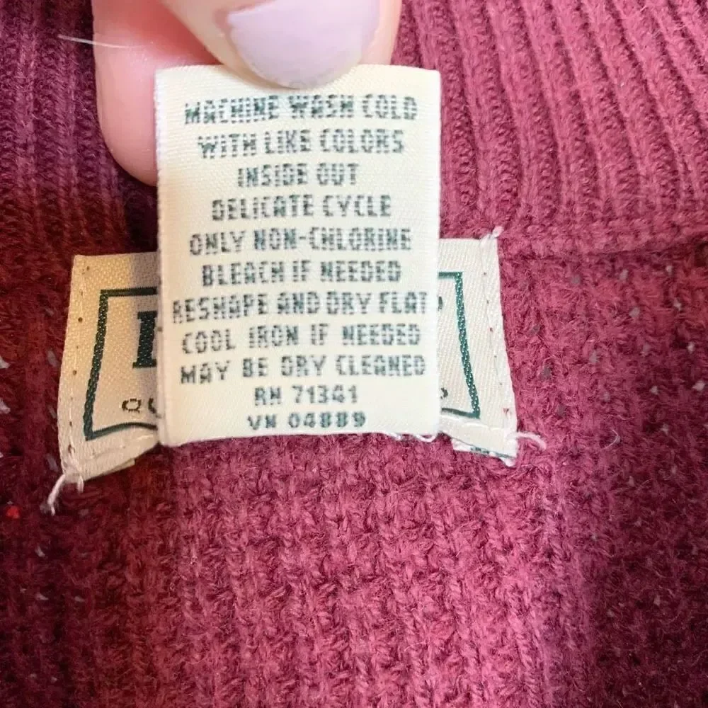 L.L. Bean Menswear Wicked Soft Cotton/Cashmere Waffle Knit 1/2 Zip Sweater Siz L